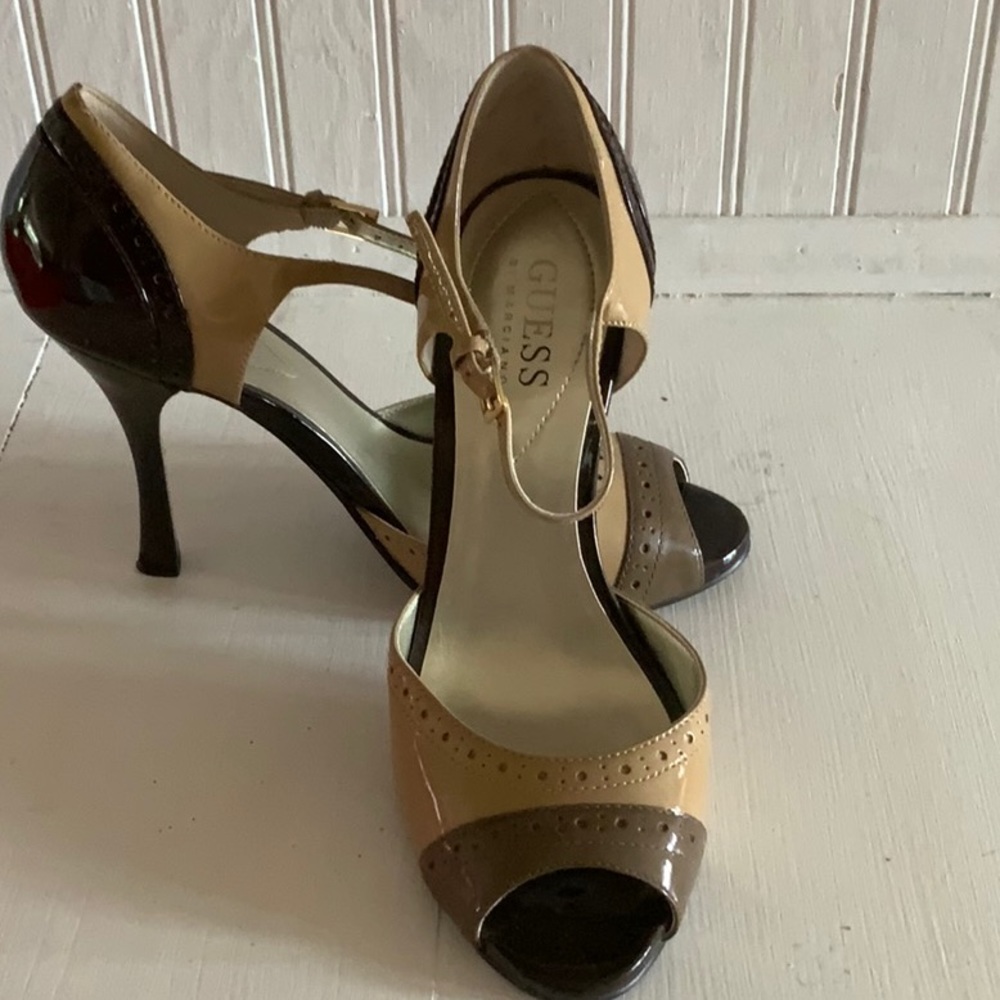 Nearly New Tri-Colored Peep Toe Heels